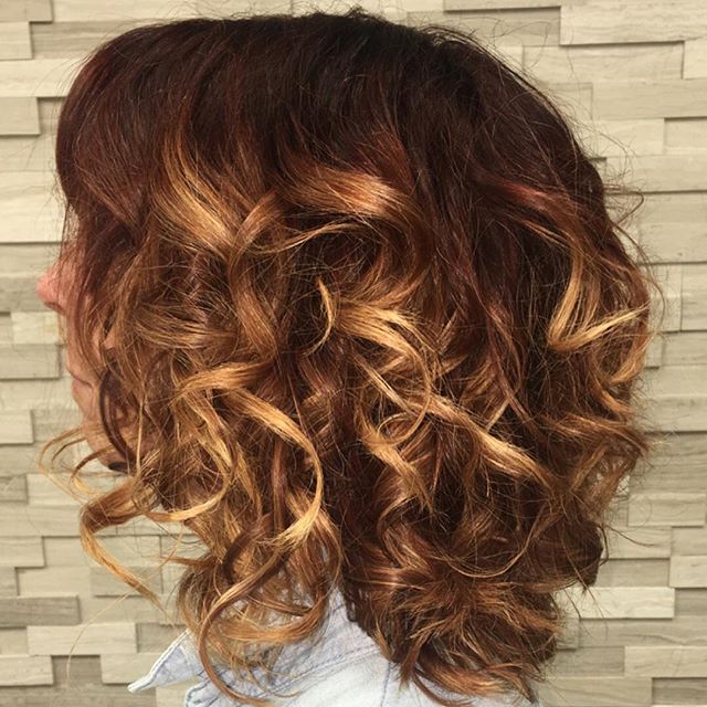 Firey dark red with custom hand painted highlights to add dimension and life. Red hair color by stylist Jessica Gossard of My Hair Therapy Sandy Luxury Hair Salon
